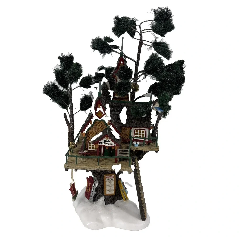 Dept 56 Town Meeting Hall Tree House North Pole, Woods Entrance, Snowman & Elf